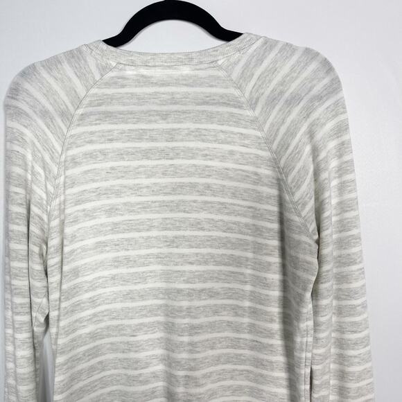 Athleta S Heather Gray Criss Cross Striped Long Sleeve Sweatshirt Dress Modal - Picture 5 of 11